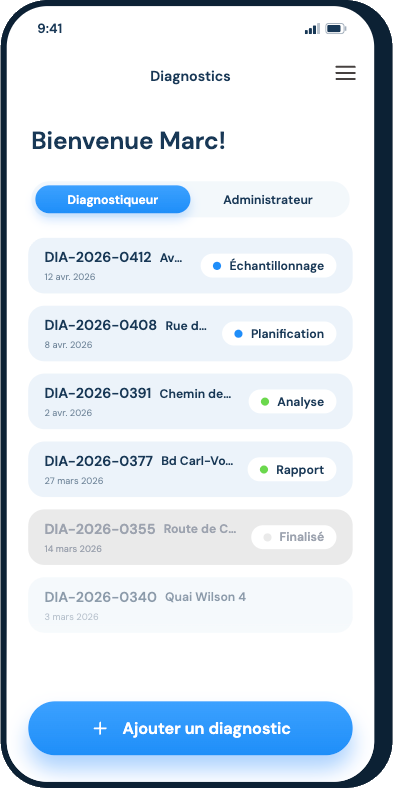 Survey list in the PolluScan app